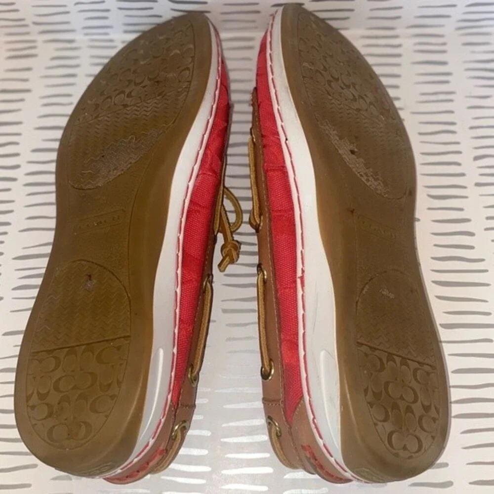 COACH “Richelle” Top Siders Boat Shoes Red‎ Logo Embossed size 7.5 - Picture 7 of 7